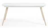 Стол ELIOT 120 Super white glass+Wood  120+60см вставка*80
