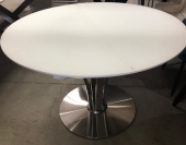 Стол KANSAS D120 +40 см всавка WHITE MATT GLASS