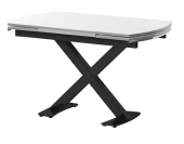 Стол обеденный раскладной KRIS BL  Белый / Черный 120+56 см*78 с