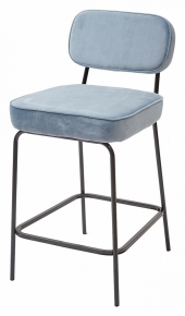 Барный стул MEMPHIS G062-43 серо-голубой металлик, велюр